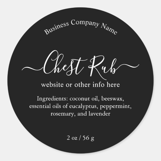 Minimalist Simple Black White Custom Product Label (Front)