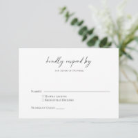 Minimalist Simple Black White Modern Script RSVP