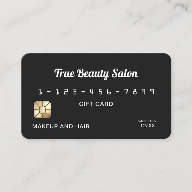 Minimalist Simple Black White Script Gift Credit Business Card (Front)