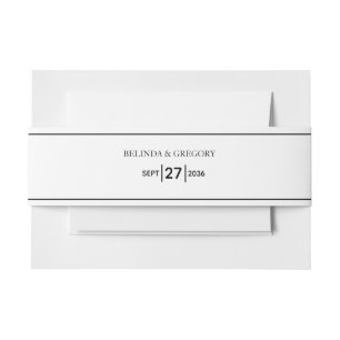 Minimalist Simple Black & White Wedding Invitation Belly Band