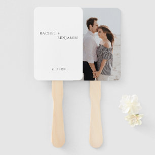 Minimalist Simple Black White wedding Photo Hand Fan