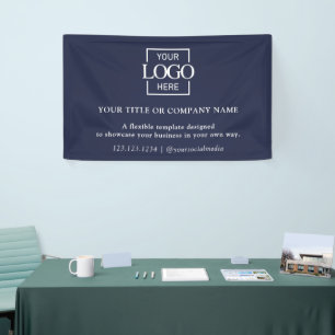 Minimalist Simple Blue Business Logo Professional Banner