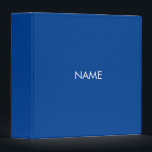 Minimalist simple blue custom name text solid  binder<br><div class="desc">Minimalist modern blue custom name text or monogram solid plain simple elegant 3 ring binder.
Customizable white text (or it can be deleted) blue background.
Great for school,  office,  business,  portfolio,  photo album,  recipe book or cookbook</div>