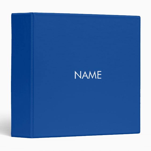 Minimalist simple blue custom name text solid  binder (Front/Spine)