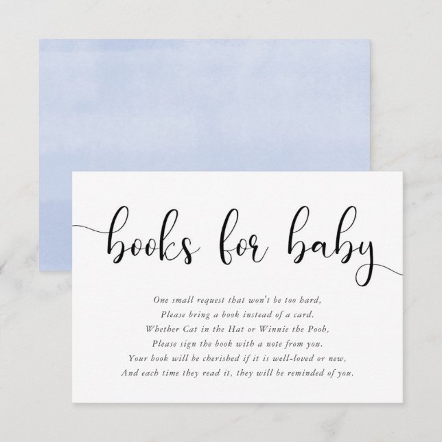 Minimalist simple blue white black books for baby enclosure card (Front/Back)
