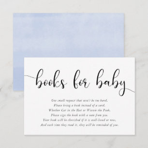 Minimalist simple blue white black books for baby enclosure card