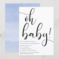 Minimalist simple blue white black boy baby shower