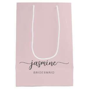 Minimalist Simple Blush Pink Monogram Girly Script Medium Gift Bag