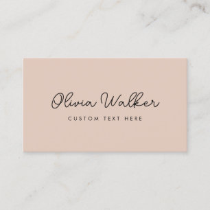 Minimalist Simple Boho Beige Modern Girly Script Business Card