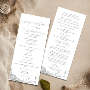 Minimalist Simple Boho Floral Wedding Program Card