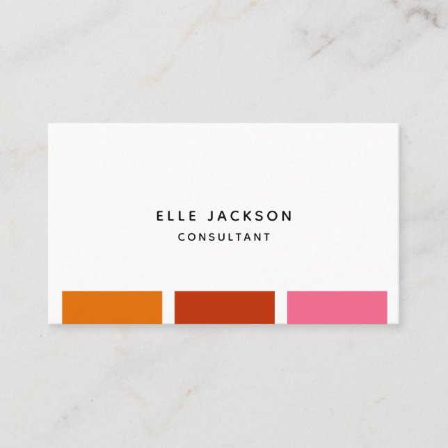 Minimalist Simple Bright Customize Colour Swatch Business Card (Front)