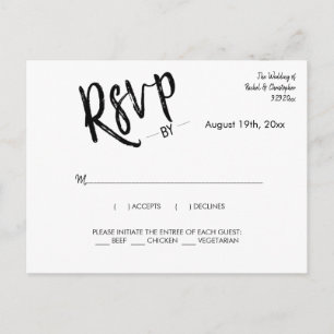 Minimalist Simple Calligraphy Script Response RSVP Postcard