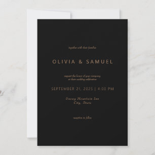 Minimalist Simple Chic Black Tan Wedding Invitation