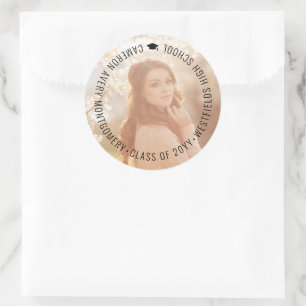 Minimalist Simple Circle Modern Graduation Photo Classic Round Sticker