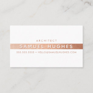 MINIMALIST simple clean faux rose gold foil stripe Business Card