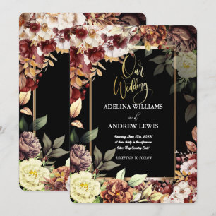Minimalist Simple Cute Rose Gold Frame Wedding Invitation