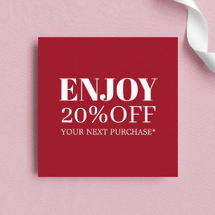 Minimalist Simple Dark Red White Coupon 
