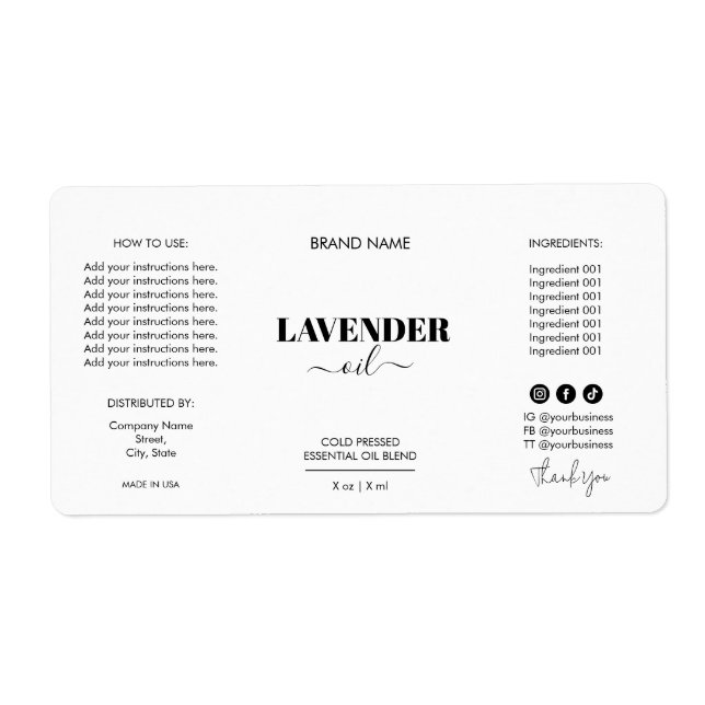 Minimalist Simple Dropper Bottle Product Labels (Front)