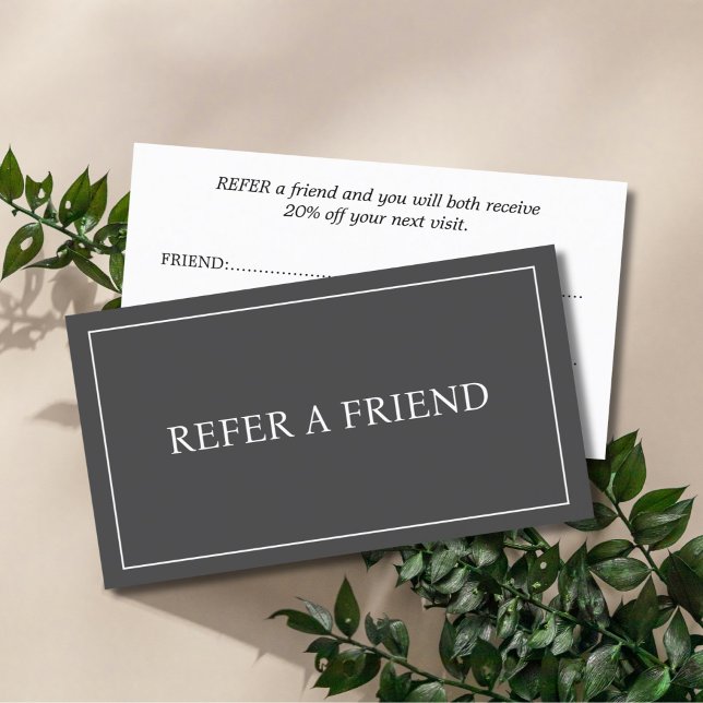 Minimalist Simple Elegant Black and White Referral Card (Creator Uploaded)