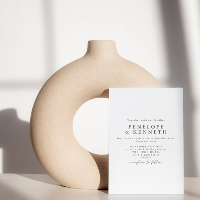 Minimalist Simple Elegant Black and White Wedding Invitation (Creator Uploaded)