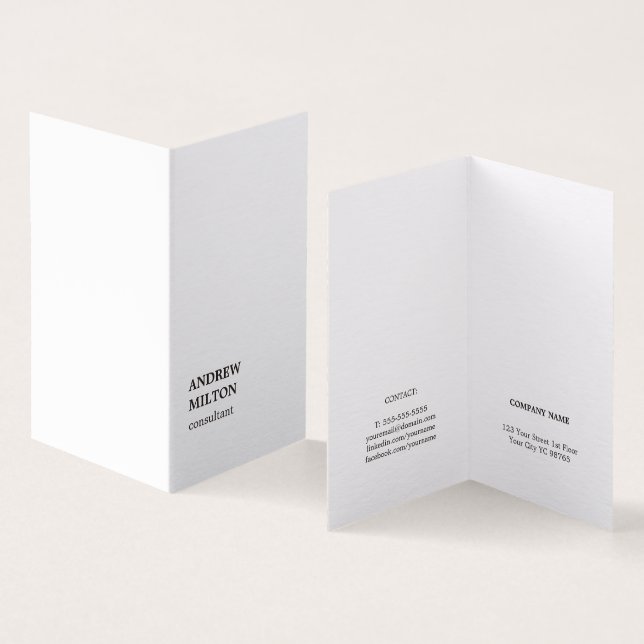 Minimalist Simple Elegant Black White Consultant Business Card (Inside and Outside)