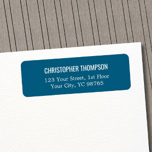 Minimalist Simple Elegant Blue White Label