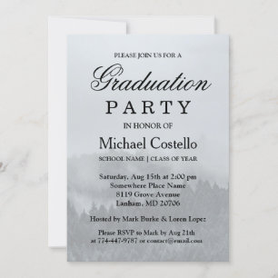 Minimalist Simple Elegant Forest Misty Graduation Invitation
