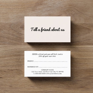 Minimalist Simple Elegant Light Pastel Black Salon Referral Card