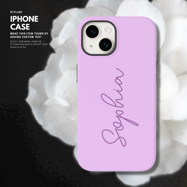 Minimalist Simple Elegant Lilac Script Monogram iPhone Case (Creator Uploaded)