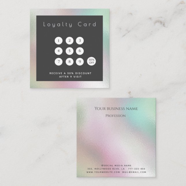 Minimalist simple elegant luxury holographic loyal loyalty card (Front/Back)