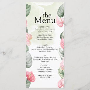 Minimalist Simple Elegant Modern Floral Dinner Menu