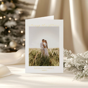 Minimalist Simple Elegant Photo Classic Christmas Foil Holiday Card