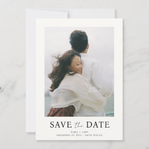 Minimalist Simple Elegant Text and Photo Wedding Save The Date