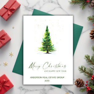 Minimalist Simple Elegant Tree Christmas Company Holiday Card