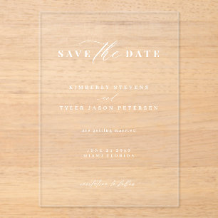Minimalist simple elegant wedding save the date acrylic invitations