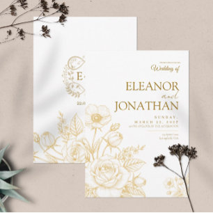 Minimalist Simple Floral Elegant Wedding Invitation