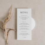 Minimalist Simple Font Wedding Menu Card<br><div class="desc">Designed to coordinate with our Minimalist All In One Collection, this customizable matching wedding menu card features a clean and simple layout, with simple font. For more advanced customization of this design, e.g. changing layout, font or text size please click the "CUSTOMIZE" button above. Please contact me for any questions!...</div>