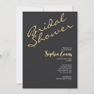 Minimalist & Simple Gold and Black Bridal Shower Invitation