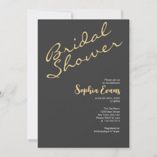 Minimalist & Simple Gold and Grey Bridal Shower Invitation