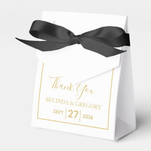 Minimalist Simple Gold Black & White Wedding Favor Box