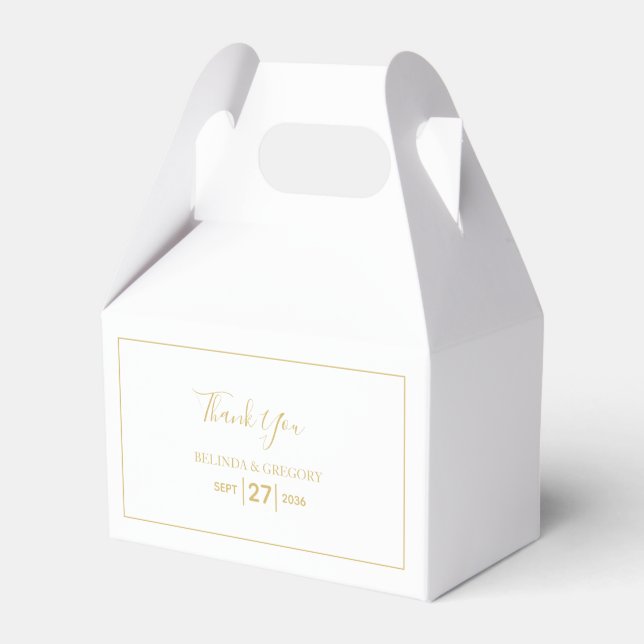 Minimalist Simple Gold Black & White Wedding  Favor Box (Front Side)