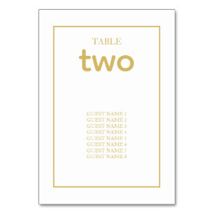 Minimalist Simple Gold Black & White Wedding  Table Number