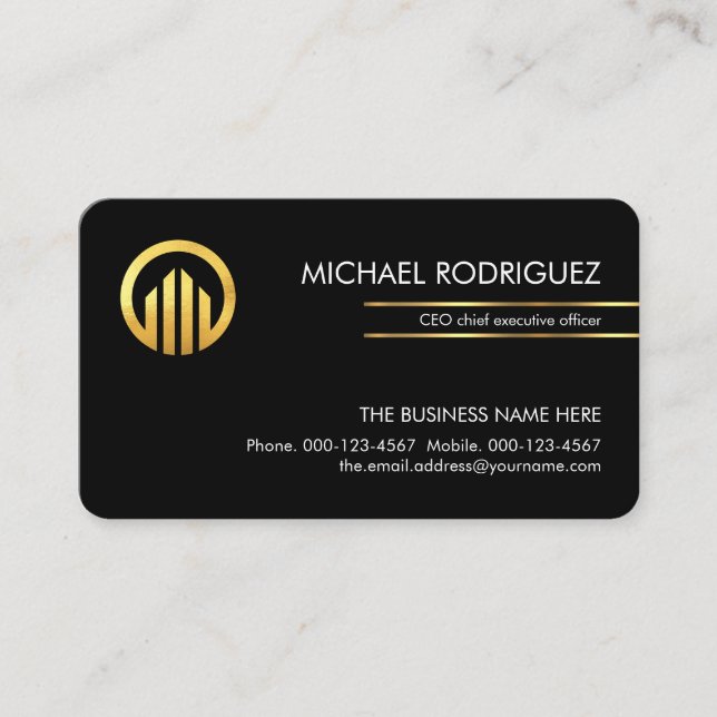 Minimalist Simple Gold CEO Lines Business Card (Front)