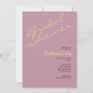 Minimalist & Simple Gold Dusty Pink Bridal Shower Invitation
