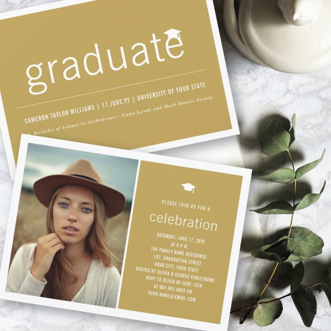 Minimalist Simple Graduate Photo Graduation Party Invitation (Creator Uploaded)