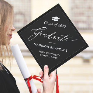 Minimalist Simple Graduate Script Class of 2024 Graduation Cap Topper