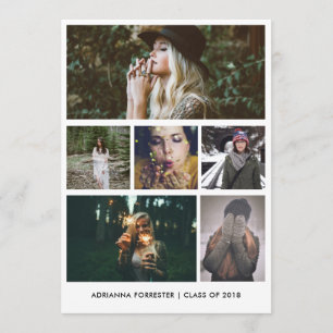 Minimalist Simple Graduate Six Photo Invitation