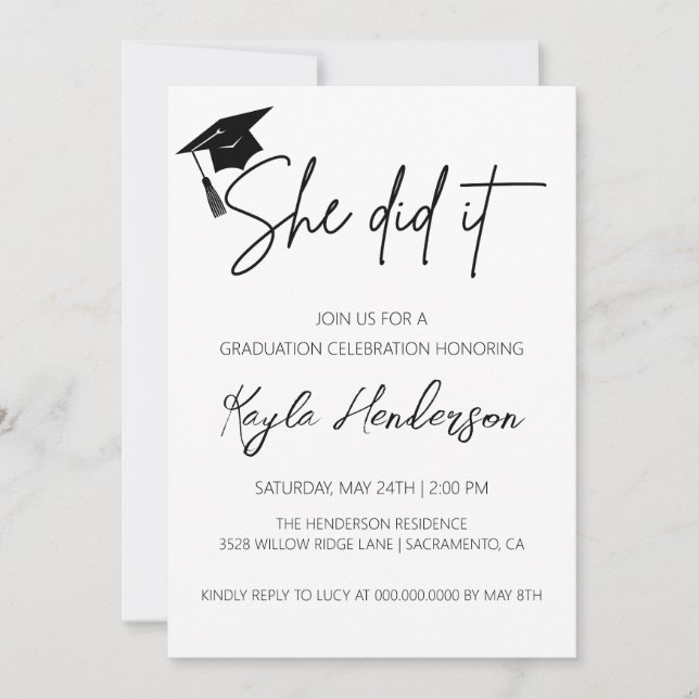 Minimalist Simple Graduation party Invitation (Front)