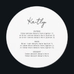 Minimalist Simple Guest Name Wedding Round Menu<br><div class="desc">Add your guest names and menu details. Can be fully customized to suit your needs >> background colour,  font colour/style and arch colour can all be changed to suit your preference. 
© Gorjo Designs. Made for you via the Zazzle platform.</div>