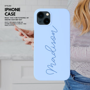 Minimalist Simple Handwritten Script Blue Monogram iPhone 13 Case